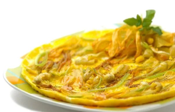 Proteinomelett mit Lachs und Zucchiniblüten, super lecker!
